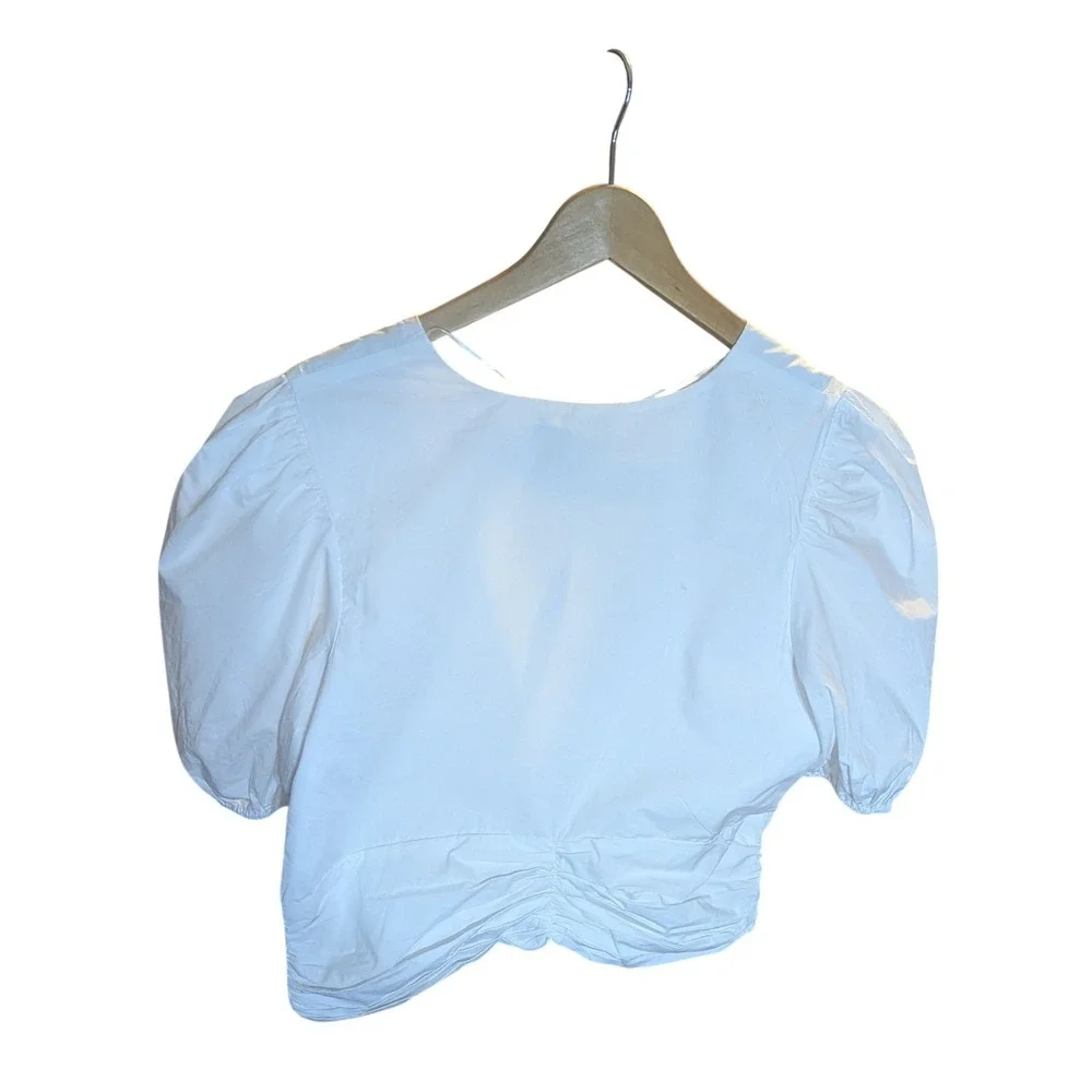 Anthropologie English Factory White Twist‎ Front Top L NWT Read